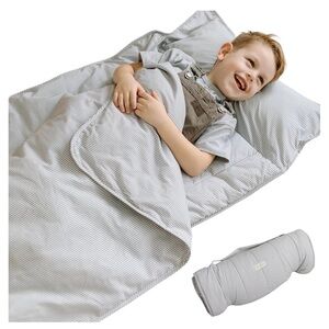 Organic Toddler Nap Mat–100%Cotton Kids Washable SleepingMat & Detachable Pillow